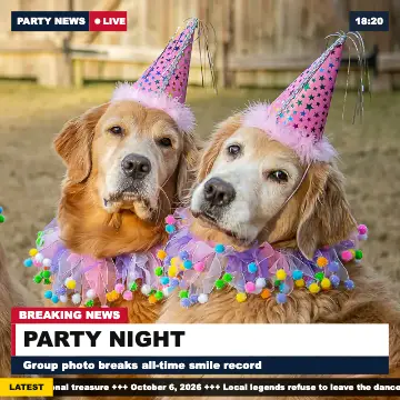Breaking news effect on two dogs — online photo booth